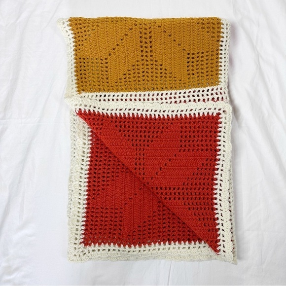 Afghan Throw Blanket Twin Gold Rust Color Mid Century Modern 55” x 75” - Picture 1 of 4